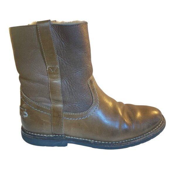 Frye Celia Short Size 9 B  Brown Leather Shearling Lined Boot  Chelsea Pull On - Picture 6 of 16